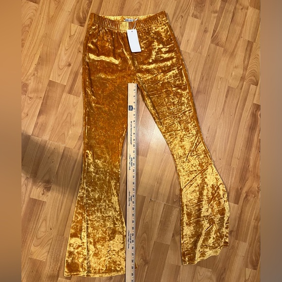 🌺Daisy Del Sol Crushed Velvet Stretchy Pull On Bell Bottom/Flare Pants Sz S NWT - Picture 8 of 8